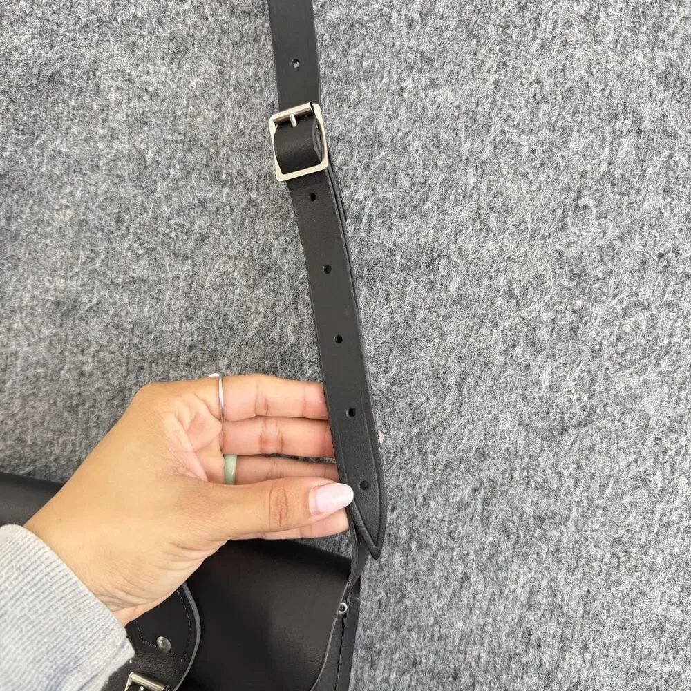 The Cambridge Satchel Black Leather Crossbody Bag Messenger Buckle JX Monogram